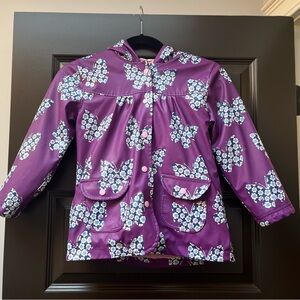 Hatley Purple Floral Butterfly Hooded Raincoat